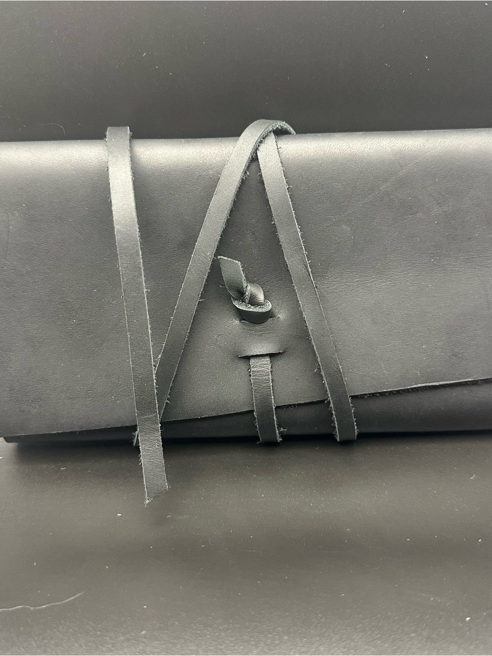 Black Leather Wrap Clutch